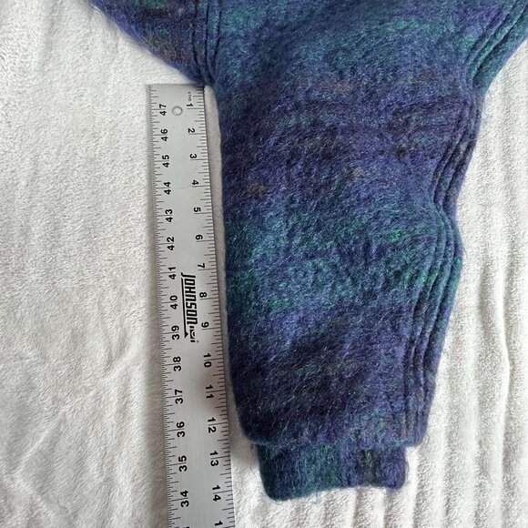 Vintage 60s/70s Freedom Wear by Treas Ni Riain Mohair Plaid Jacket/Coat XL Blue - Picture 11 of 12